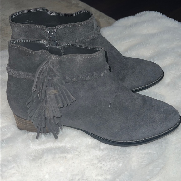 Gianni Bini Grey Suede Leather Booties - Picture 2 of 8